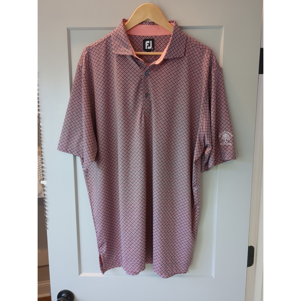 FootJoy Mens Sz XL Goemetric Print Performance Golf Polo Shirt Golf Athletic
